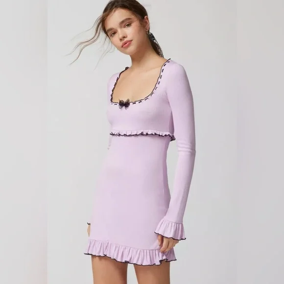 urban outfitters long sleeve dress Kimchi Blue Frankie Lace Long Sleeve Mini Dress